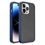 For iPhone 14 Pro Max Translucent Skin Feel Frosted Phone Case (Black+Navy Blue)