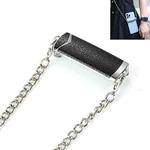 1.2M Alloy PU Mobile Phone Back Clip Chain for Phone Width 66mm-89mm(Black + Silver)