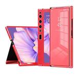 For Huawei Mate Xs 2 Side Frame Stick Leather Magnetic Phone Case(Cross Texture Red)