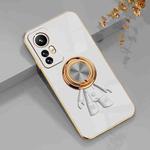 For Xiaomi 12 Lite 6D Electroplating Astronaut Ring Kickstand Phone Case(White)