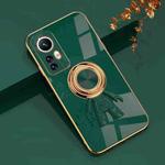 For Xiaomi 12 Lite 6D Electroplating Astronaut Ring Kickstand Phone Case(Night Green)