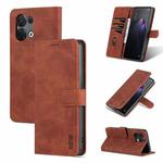 For OPPO Reno8 AZNS Skin Feel Calf Texture Flip Leather Phone Case(Brown)