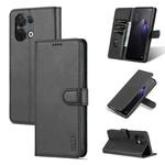 For OPPO Reno8 Pro AZNS Skin Feel Calf Texture Flip Leather Phone Case(Black)