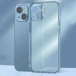 For iPhone 14 Frosted TPU + Glass Phone Case (Transparent Blue)