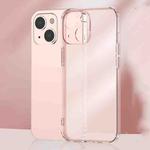 For iPhone 14 Plus Frosted TPU + Glass Phone Case (Transparent Pink)