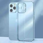 For iPhone 14 Pro Frosted TPU + Glass Phone Case(Transparent Blue)