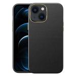 For iPhone 14 Electroplating Skin Texture PC + TPU Phone Case (Black)