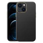 For iPhone 14 Plus Electroplating Skin Texture PC + TPU Phone Case (Black)