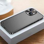 For iPhone 14 Plus Metal Frame + Frosted PC Phone Case (Black)