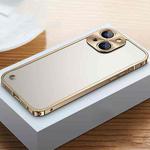 For iPhone 14 Plus Metal Frame + Frosted PC Phone Case (Gold)