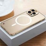 For iPhone 14 Pro MagSafe Magnetic Metal Frame Frosted Phone Case(Gold)