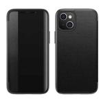 For iPhone 14 Plus Magnetic Side Window View Shockproof Horizontal Flip Leather Case (Black)
