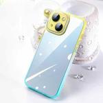 For iPhone 13 Gradient Diamond Frame Phone Case(Yellow Cyan)