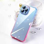 For iPhone 12 Pro Max Gradient Diamond Frame Phone Case(Blue Pink)