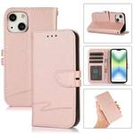 Cross Texture Horizontal Flip Leather Phone Case For iPhone 14 Max(Pink)
