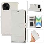 For iPhone 14 Cross Texture Horizontal Flip Leather Phone Case (White)