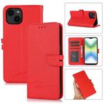 For iPhone 14 Cross Texture Horizontal Flip Leather Phone Case (Red)