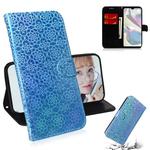 For Galaxy A70e Solid Color Colorful Magnetic Buckle Horizontal Flip PU Leather Case with Holder & Card Slots & Wallet & Lanyard(Blue)