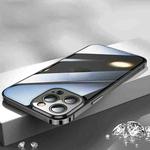 For iPhone 14 AG HD Glass + Metal Frame Phone Case (Black)