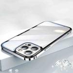 For iPhone 14 AG HD Glass + Metal Frame Phone Case (Silver)