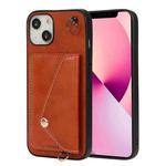 For iPhone 14 Crossbody Wallet Card Bag Phone Case (Orange)