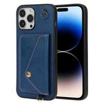 For iPhone 14 Pro Crossbody Wallet Card Bag Phone Case(Blue)
