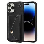 For iPhone 14 Pro Crossbody Wallet Card Bag Phone Case(Black)