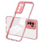 For OPPO A16 / A16s 3 in 1 Clear TPU Color PC Frame Phone Case(Pink)