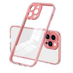 For iPhone 13 Pro Max 3 in 1 Clear TPU Color PC Frame Phone Case (Pink)