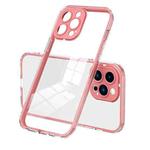 For iPhone 12 Pro Max 3 in 1 Clear TPU Color PC Frame Phone Case(Pink)