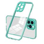 For iPhone 12 Pro 3 in 1 Clear TPU Color PC Frame Phone Case(Light Green)