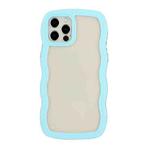 For iPhone 12 / 12 Pro Candy Color Wave TPU Clear PC Phone Case(Blue)
