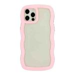 For iPhone 12 / 12 Pro Candy Color Wave TPU Clear PC Phone Case(Pink)