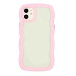 For iPhone 11 Candy Color Wave TPU Clear PC Phone Case (Pink)