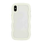 For iPhone X / XS Candy Color Wave TPU Clear PC Phone Case(White)