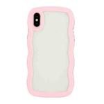 For iPhone XS Max Candy Color Wave TPU Clear PC Phone Case(Pink)