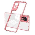 For Xiaomi Redmi Note 11 2022 3 in 1 Clear TPU Color PC Frame Phone Case(Pink)