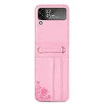 For Samsung Galaxy Z Flip4 5G Diagonal Lanyard Embossed Card Phone Case(Pink)