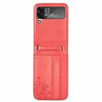 For Samsung Galaxy Z Flip4 5G Diagonal Lanyard Embossed Card Phone Case(Red)