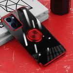 For OPPO Reno7 A Electroplating Ring Holder Transparent Phone Case(Red)