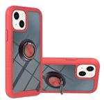 For iPhone 14 Starry Sky Solid Color Series PC + TPU Case with Ring Holder & Magnetic Function (Red)