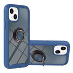 For iPhone 14 Starry Sky Solid Color Series PC + TPU Case with Ring Holder & Magnetic Function (Blue)