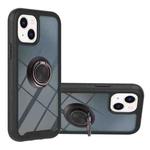 For iPhone 14 Starry Sky Solid Color Series PC + TPU Case with Ring Holder & Magnetic Function (Black)