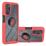 Starry Sky Solid Color Series PC + TPU Case with Ring Holder & Magnetic Function For Motorola Moto G Stylus 2022 4G(Red)