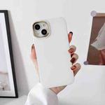 Liquid Silicone Electroplating + Flannel Phone Case For iPhone 14 Max(White)