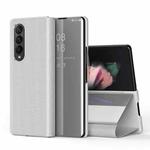 For Samsung Galaxy Z Fold4 5G Single Electroplating Flip Mirror Shockproof Phone Case(Silver)