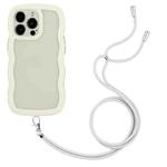 For iPhone 13 Pro Lanyard Candy Color Wave TPU Clear PC Phone Case (White)