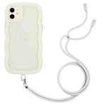 For iPhone 11 Lanyard Candy Color Wave TPU Clear PC Phone Case (White)