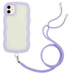 For iPhone 11 Lanyard Candy Color Wave TPU Clear PC Phone Case (Purple)