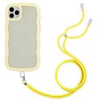For iPhone 11 Pro Max Lanyard Candy Color Wave TPU Clear PC Phone Case (Yellow)